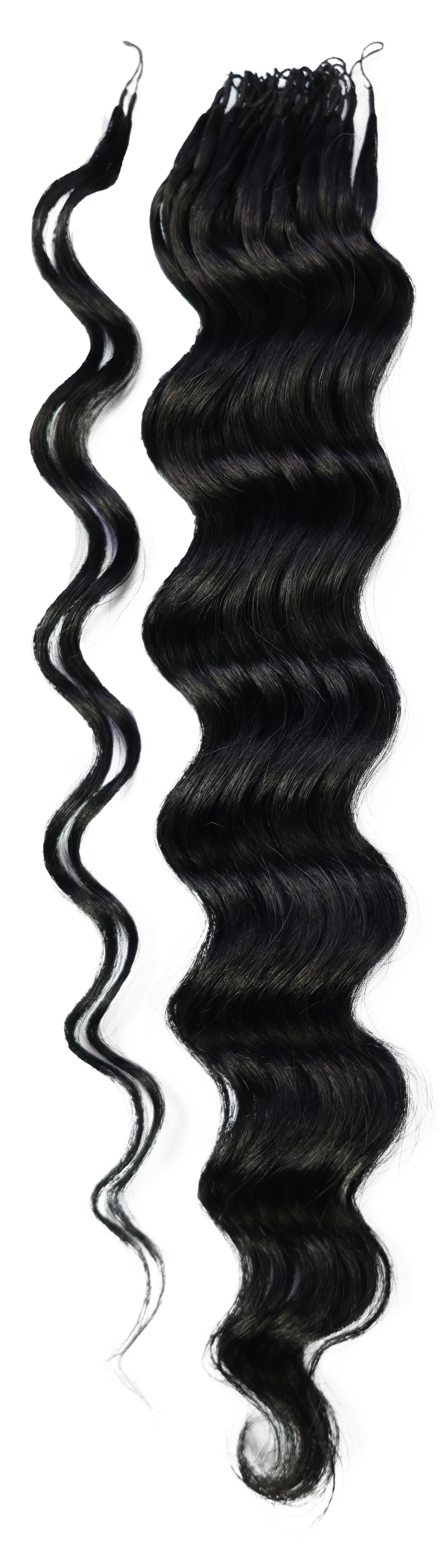 LUXLUXE Loose Deep Real Human Crochet Hair Extensions 40 Strands - Natural & Natural Black 18 & 16 & 14 Inch 50g Knotless Pre Separated Feather Line Lightweight Texture Wavy Hairpiece for Women