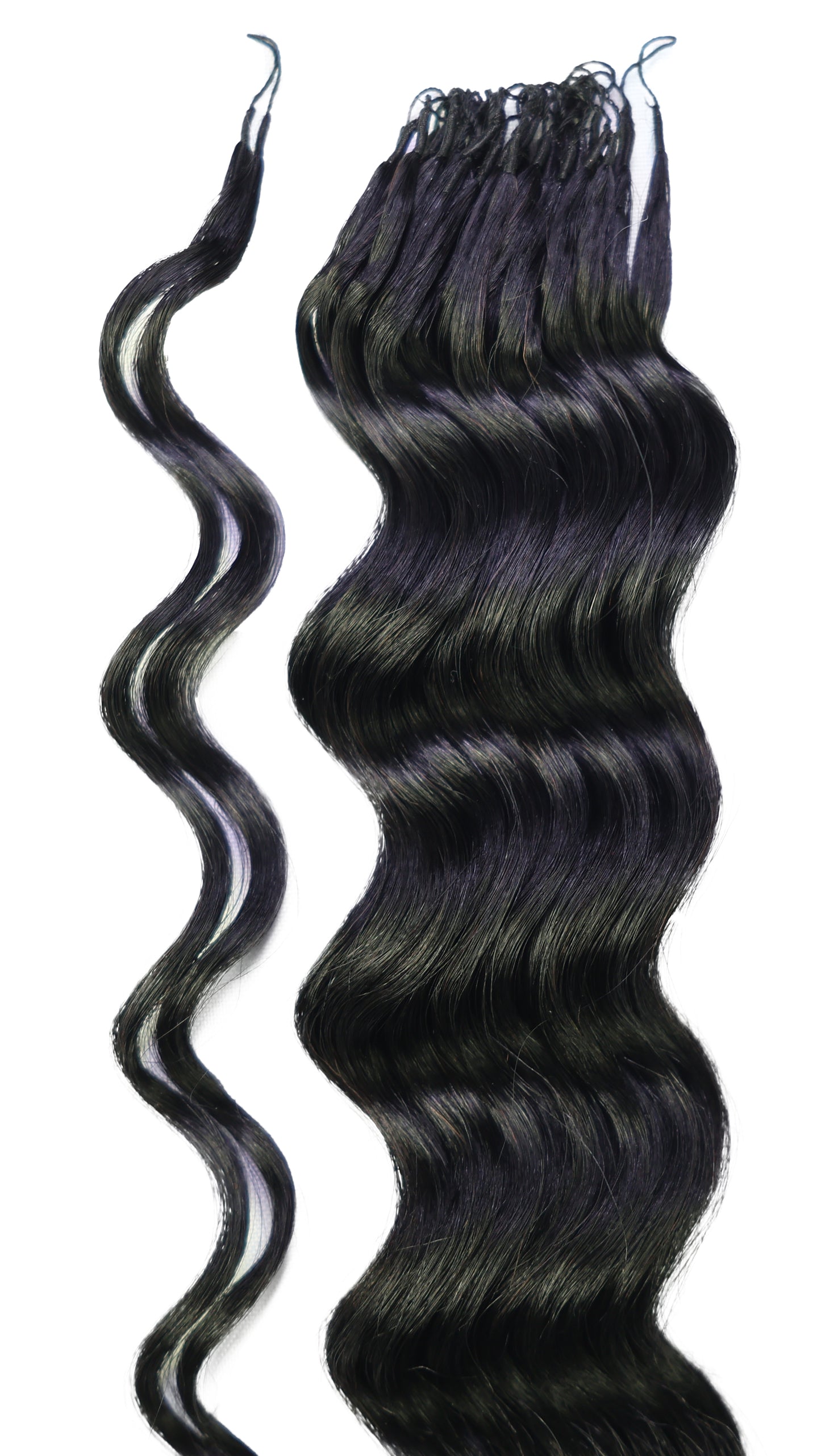 LUXLUXE Loose Deep Real Human Crochet Hair Extensions 40 Strands - Natural & Natural Black 18 & 16 & 14 Inch 50g Knotless Pre Separated Feather Line Lightweight Texture Wavy Hairpiece for Women