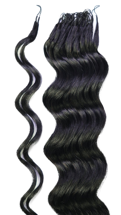 LUXLUXE Loose Deep Real Human Crochet Hair Extensions 40 Strands - Natural & Natural Black 18 & 16 & 14 Inch 50g Knotless Pre Separated Feather Line Lightweight Texture Wavy Hairpiece for Women