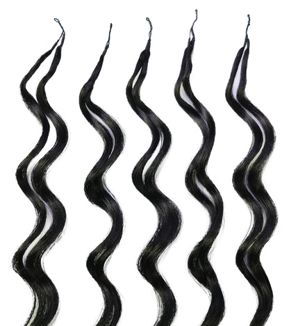 LUXLUXE Loose Deep Real Human Crochet Hair Extensions 40 Strands - Natural & Natural Black 18 & 16 & 14 Inch 50g Knotless Pre Separated Feather Line Lightweight Texture Wavy Hairpiece for Women