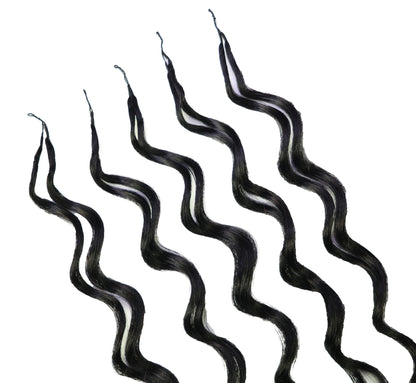 LUXLUXE Loose Deep Real Human Crochet Hair Extensions 40 Strands - Natural & Natural Black 18 & 16 & 14 Inch 50g Knotless Pre Separated Feather Line Lightweight Texture Wavy Hairpiece for Women