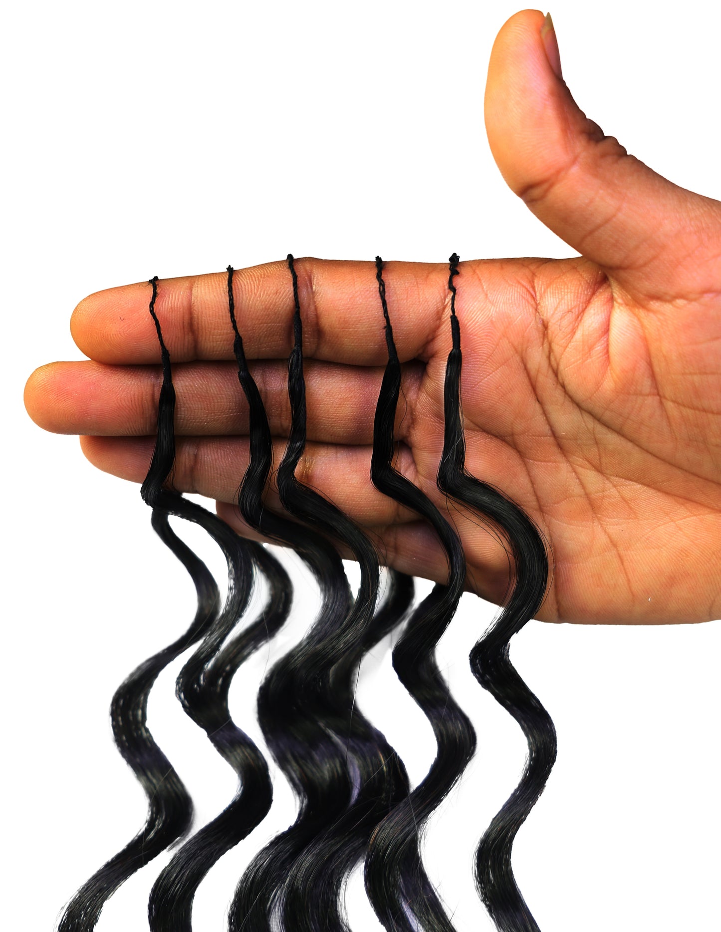 LUXLUXE Loose Deep Real Human Crochet Hair Extensions 40 Strands - Natural & Natural Black 18 & 16 & 14 Inch 50g Knotless Pre Separated Feather Line Lightweight Texture Wavy Hairpiece for Women