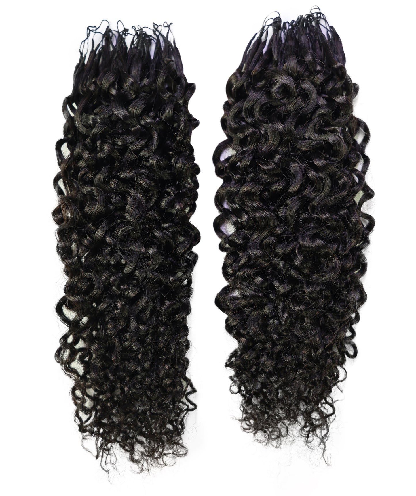 LUXLUXE Burmese Bohemian Real Human Crochet Curly Hair Extensions 40 Strands - Natural  & Natural Black 18 & 16 &14  Inch 50g Knotless Pre Separated Feather Line Lightweight Texture Curls Hairpiece for Women