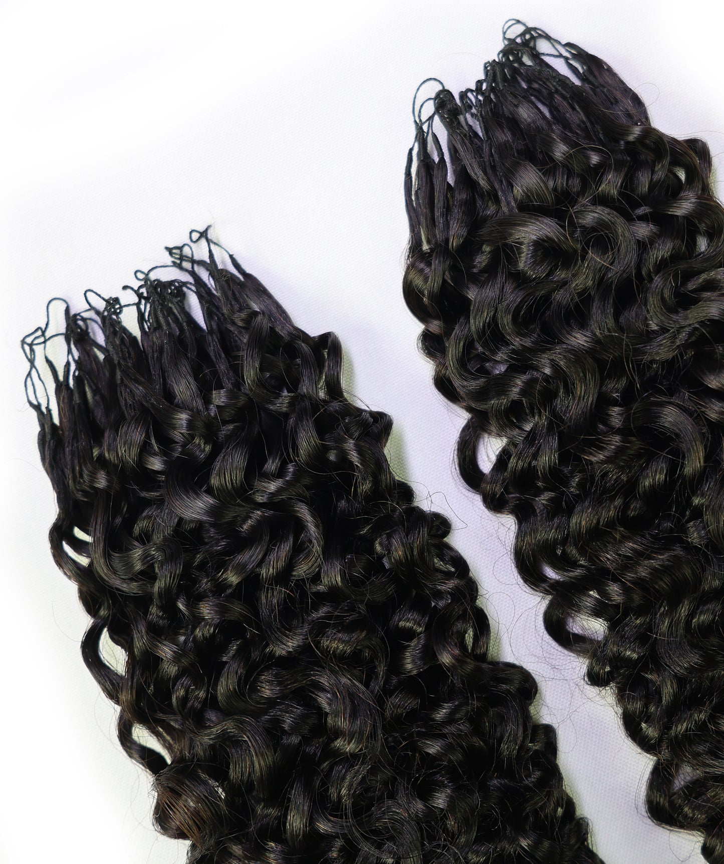 LUXLUXE Burmese Bohemian Real Human Crochet Curly Hair Extensions 40 Strands - Natural  & Natural Black 18 & 16 &14  Inch 50g Knotless Pre Separated Feather Line Lightweight Texture Curls Hairpiece for Women