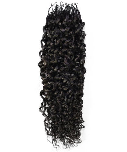 LUXLUXE Burmese Bohemian Real Human Crochet Curly Hair Extensions 40 Strands - Natural  & Natural Black 18 & 16 &14  Inch 50g Knotless Pre Separated Feather Line Lightweight Texture Curls Hairpiece for Women