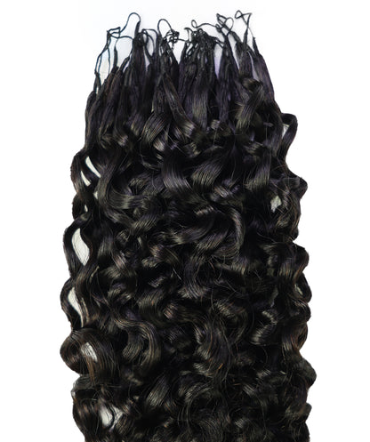 LUXLUXE Burmese Bohemian Real Human Crochet Curly Hair Extensions 40 Strands - Natural  & Natural Black 18 & 16 &14  Inch 50g Knotless Pre Separated Feather Line Lightweight Texture Curls Hairpiece for Women