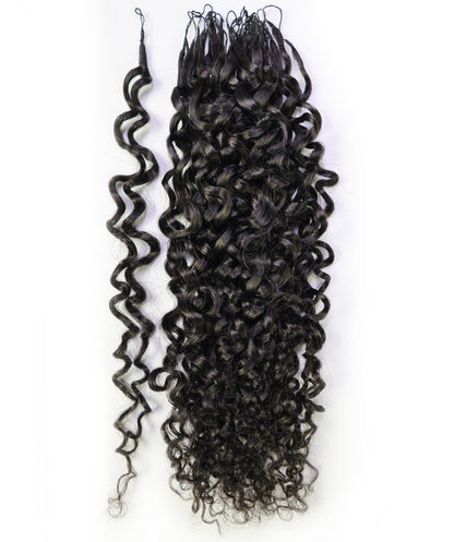 LUXLUXE Burmese Bohemian Real Human Crochet Curly Hair Extensions 40 Strands - Natural  & Natural Black 18 & 16 &14  Inch 50g Knotless Pre Separated Feather Line Lightweight Texture Curls Hairpiece for Women