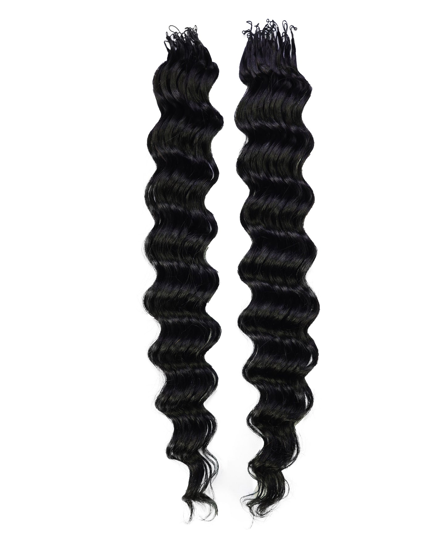 LUXLUXE Loose Deep Real Human Crochet Hair Extensions 40 Strands - Natural & Natural Black 18 & 16 & 14 Inch 50g Knotless Pre Separated Feather Line Lightweight Texture Wavy Hairpiece for Women