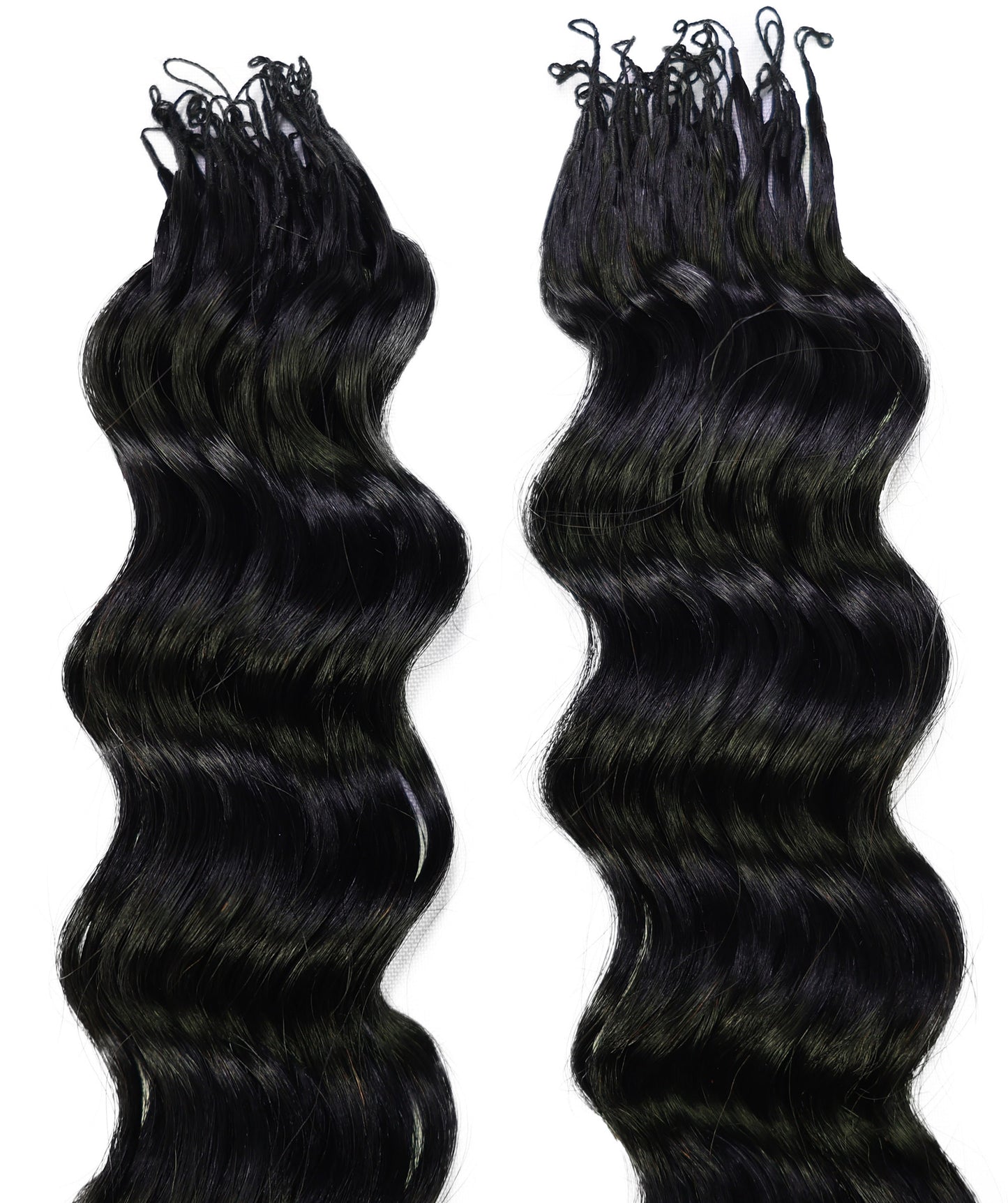 LUXLUXE Loose Deep Real Human Crochet Hair Extensions 40 Strands - Natural & Natural Black 18 & 16 & 14 Inch 50g Knotless Pre Separated Feather Line Lightweight Texture Wavy Hairpiece for Women