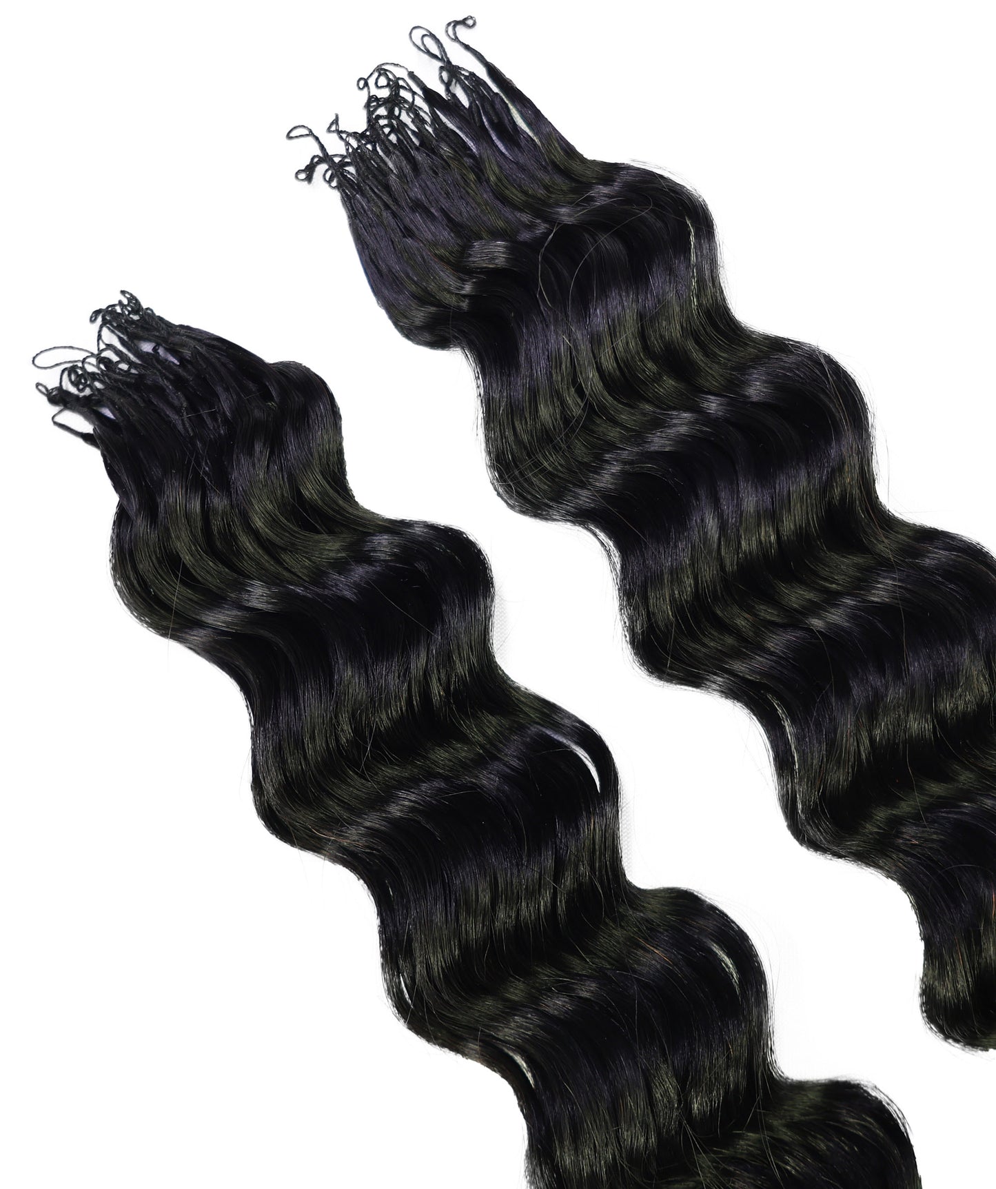 LUXLUXE Loose Deep Real Human Crochet Hair Extensions 40 Strands - Natural & Natural Black 18 & 16 & 14 Inch 50g Knotless Pre Separated Feather Line Lightweight Texture Wavy Hairpiece for Women