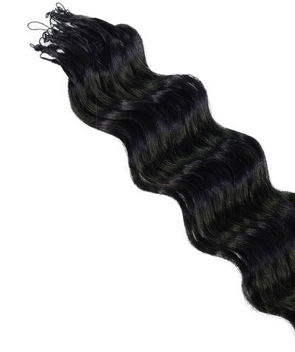 LUXLUXE Loose Deep Real Human Crochet Hair Extensions 40 Strands - Natural & Natural Black 18 & 16 & 14 Inch 50g Knotless Pre Separated Feather Line Lightweight Texture Wavy Hairpiece for Women