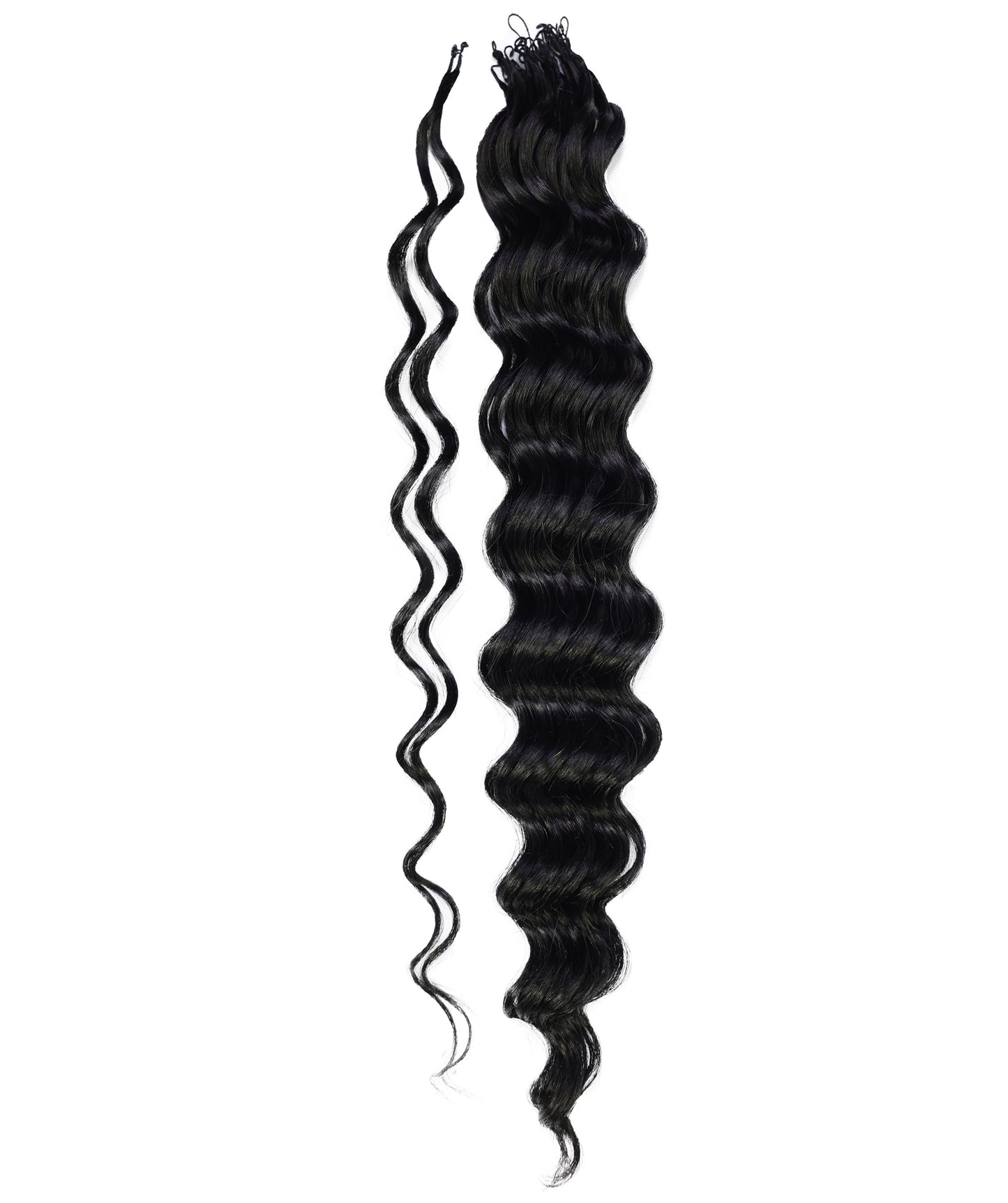 LUXLUXE Loose Deep Real Human Crochet Hair Extensions 40 Strands - Natural & Natural Black 18 & 16 & 14 Inch 50g Knotless Pre Separated Feather Line Lightweight Texture Wavy Hairpiece for Women