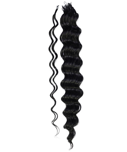 LUXLUXE Loose Deep Real Human Crochet Hair Extensions 40 Strands - Natural & Natural Black 18 & 16 & 14 Inch 50g Knotless Pre Separated Feather Line Lightweight Texture Wavy Hairpiece for Women