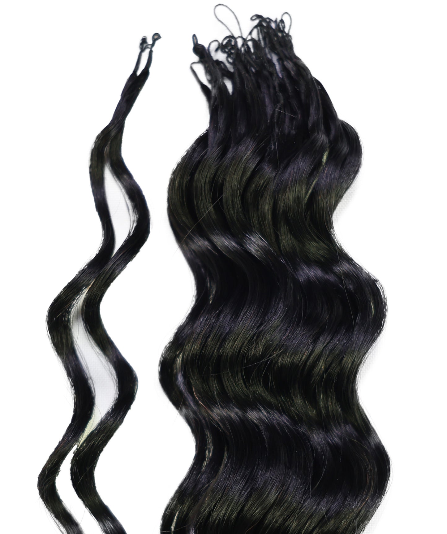 LUXLUXE Loose Deep Real Human Crochet Hair Extensions 40 Strands - Natural & Natural Black 18 & 16 & 14 Inch 50g Knotless Pre Separated Feather Line Lightweight Texture Wavy Hairpiece for Women