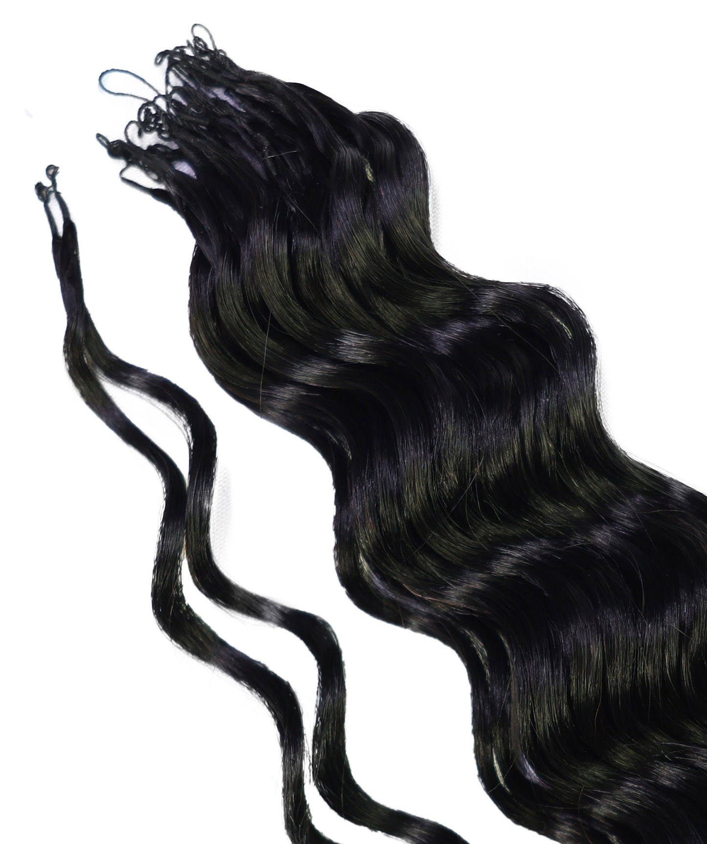 LUXLUXE Loose Deep Real Human Crochet Hair Extensions 40 Strands - Natural & Natural Black 18 & 16 & 14 Inch 50g Knotless Pre Separated Feather Line Lightweight Texture Wavy Hairpiece for Women