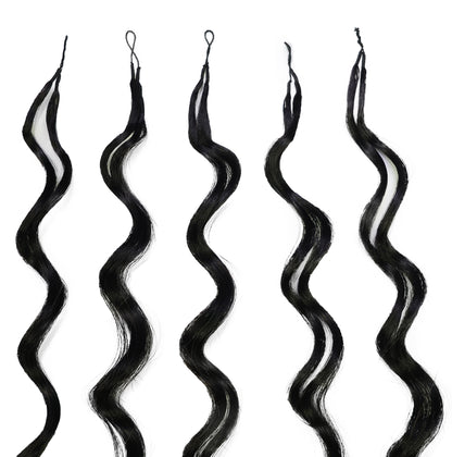 LUXLUXE Loose Deep Real Human Crochet Hair Extensions 40 Strands - Natural & Natural Black 18 & 16 & 14 Inch 50g Knotless Pre Separated Feather Line Lightweight Texture Wavy Hairpiece for Women