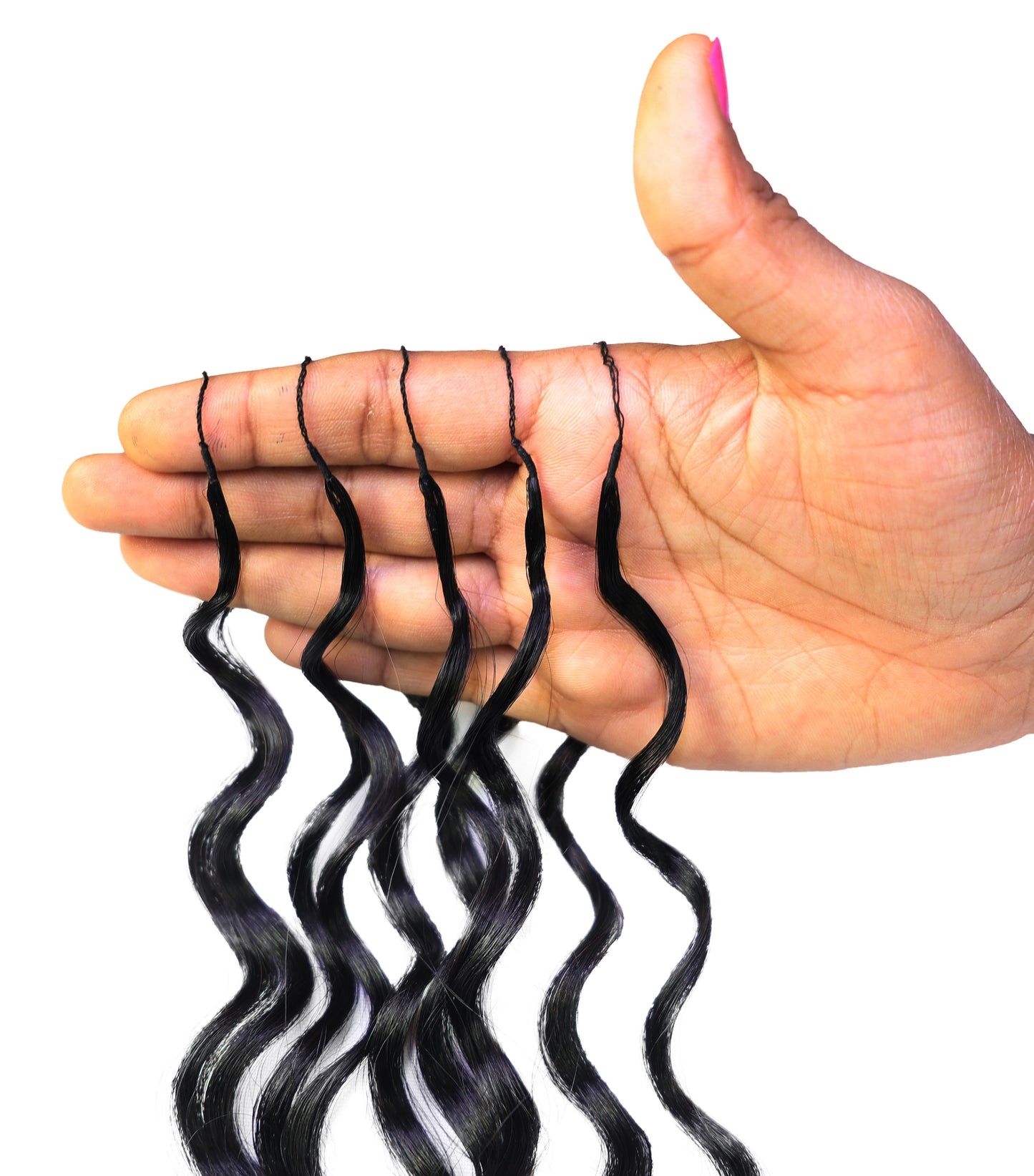 LUXLUXE Loose Deep Real Human Crochet Hair Extensions 40 Strands - Natural & Natural Black 18 & 16 & 14 Inch 50g Knotless Pre Separated Feather Line Lightweight Texture Wavy Hairpiece for Women