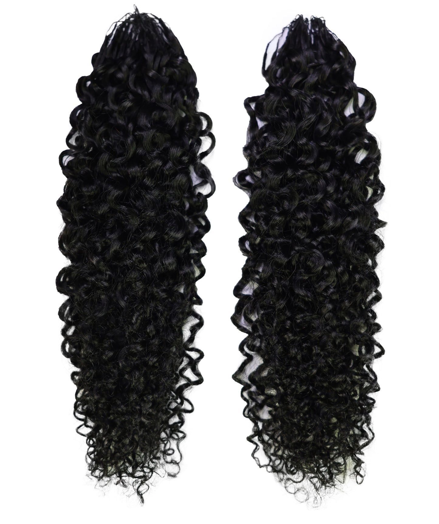 LUXLUXE Burmese Bohemian Real Human Crochet Curly Hair Extensions 40 Strands - Natural  & Natural Black 18 & 16 &14  Inch 50g Knotless Pre Separated Feather Line Lightweight Texture Curls Hairpiece for Women