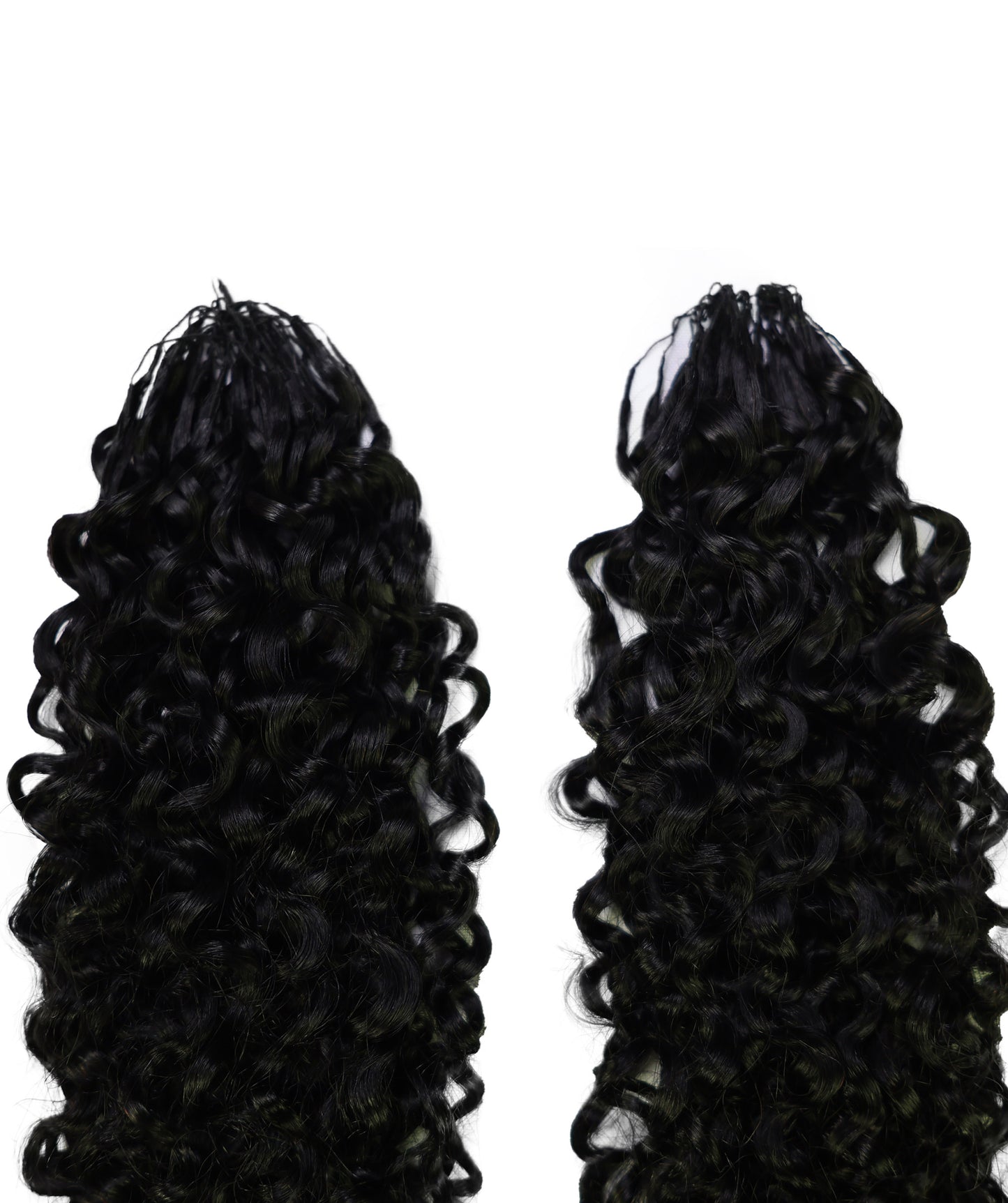 LUXLUXE Burmese Bohemian Real Human Crochet Curly Hair Extensions 40 Strands - Natural  & Natural Black 18 & 16 &14  Inch 50g Knotless Pre Separated Feather Line Lightweight Texture Curls Hairpiece for Women