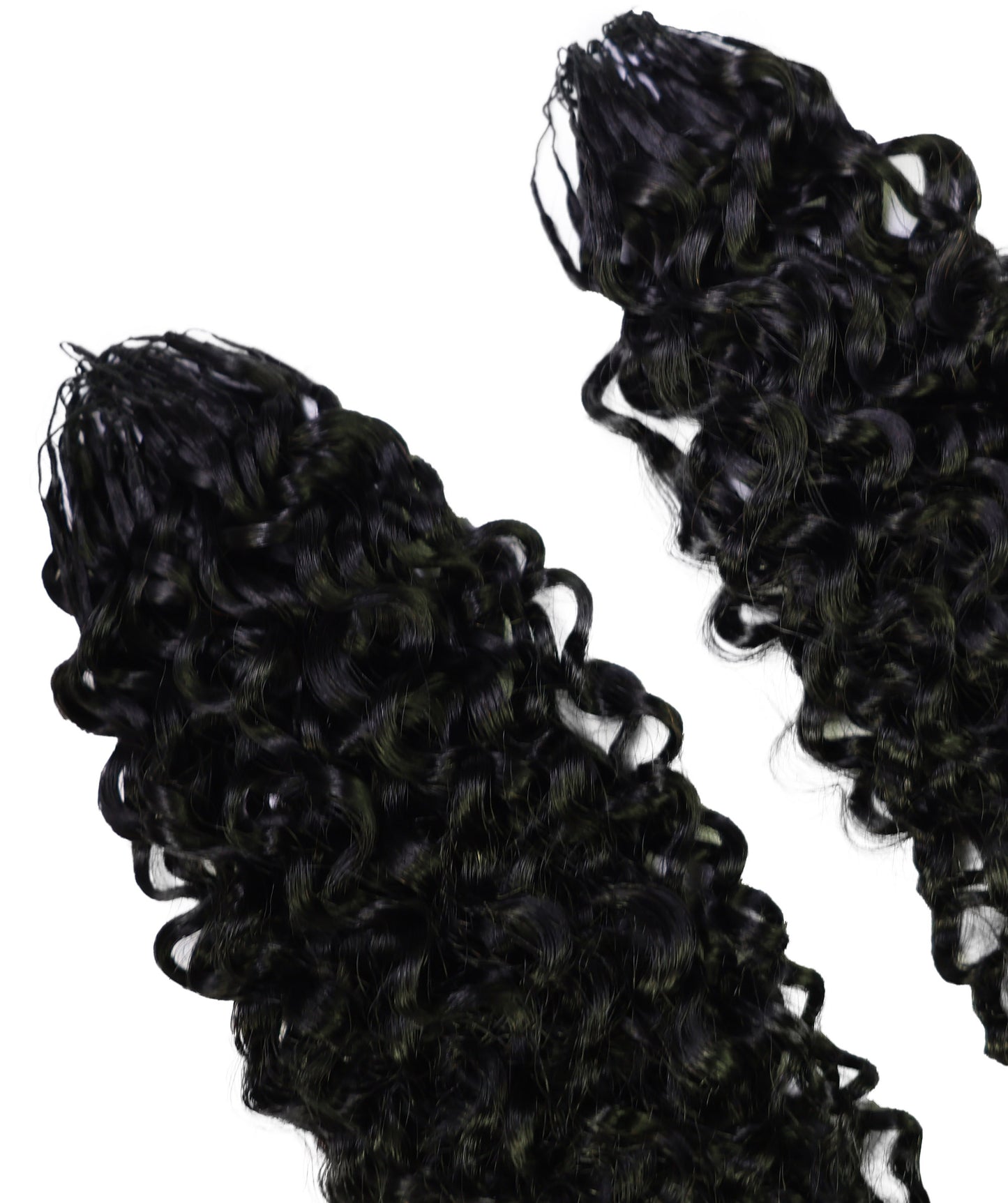 LUXLUXE Burmese Bohemian Real Human Crochet Curly Hair Extensions 40 Strands - Natural  & Natural Black 18 & 16 &14  Inch 50g Knotless Pre Separated Feather Line Lightweight Texture Curls Hairpiece for Women