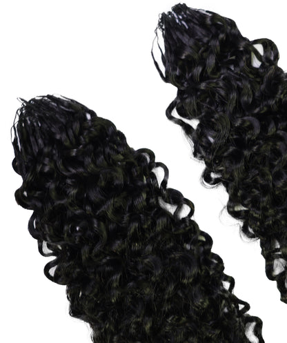 LUXLUXE Burmese Bohemian Real Human Crochet Curly Hair Extensions 40 Strands - Natural  & Natural Black 18 & 16 &14  Inch 50g Knotless Pre Separated Feather Line Lightweight Texture Curls Hairpiece for Women