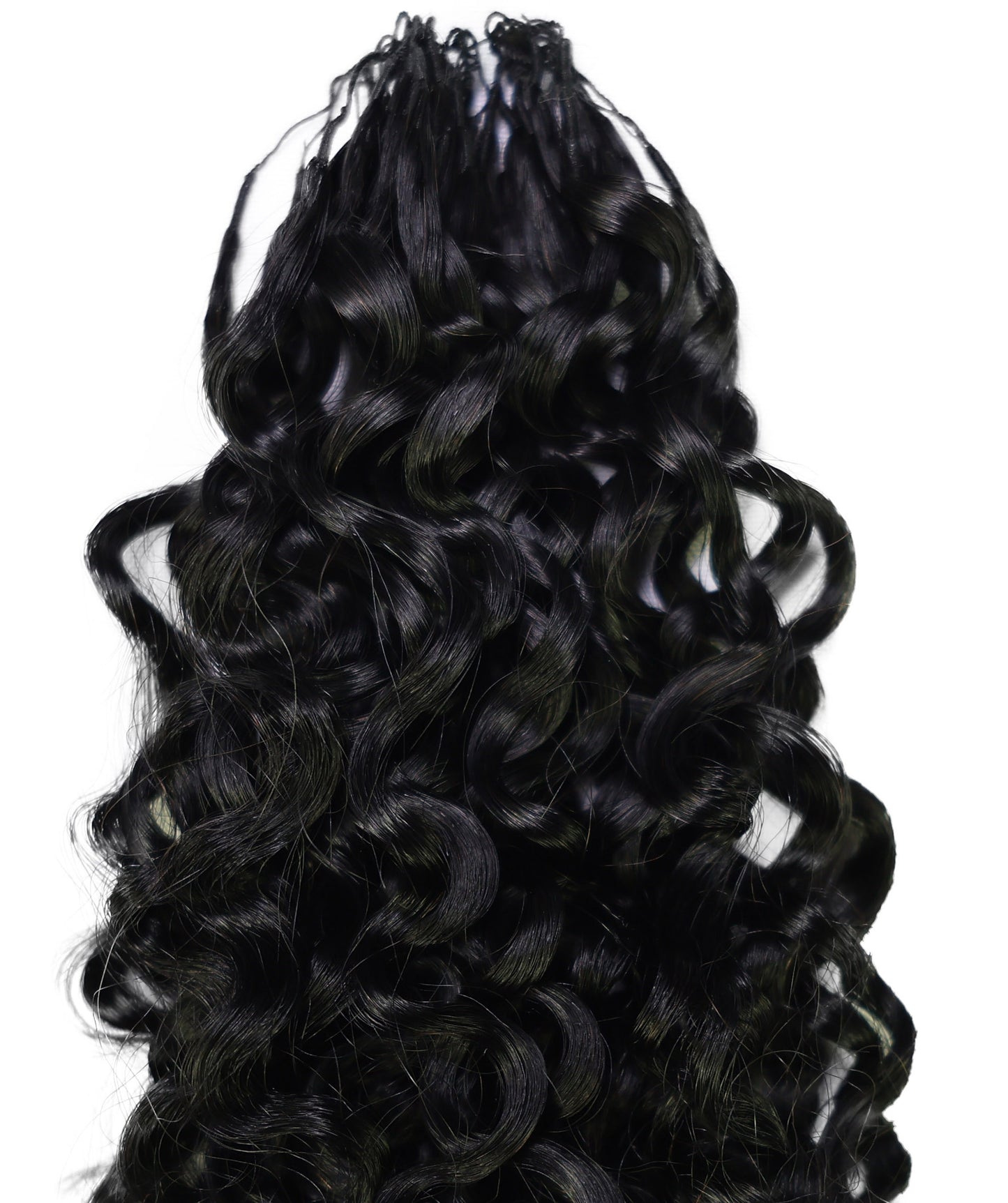LUXLUXE Burmese Bohemian Real Human Crochet Curly Hair Extensions 40 Strands - Natural  & Natural Black 18 & 16 &14  Inch 50g Knotless Pre Separated Feather Line Lightweight Texture Curls Hairpiece for Women
