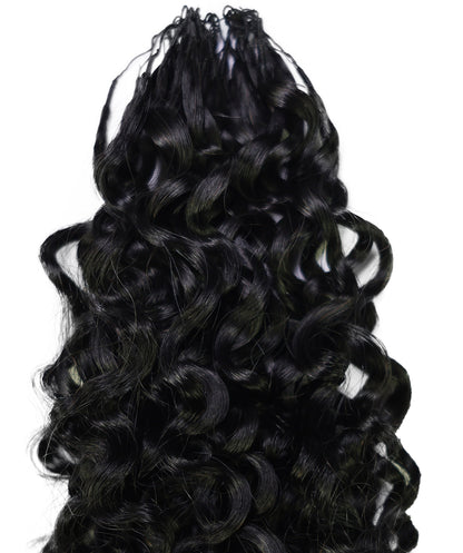 LUXLUXE Burmese Bohemian Real Human Crochet Curly Hair Extensions 40 Strands - Natural  & Natural Black 18 & 16 &14  Inch 50g Knotless Pre Separated Feather Line Lightweight Texture Curls Hairpiece for Women