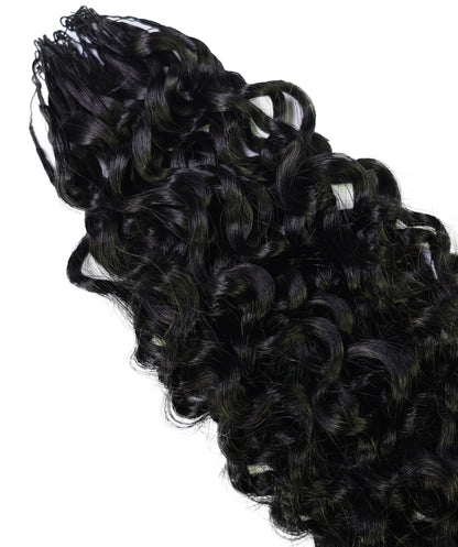 LUXLUXE Burmese Bohemian Real Human Crochet Curly Hair Extensions 40 Strands - Natural  & Natural Black 18 & 16 &14  Inch 50g Knotless Pre Separated Feather Line Lightweight Texture Curls Hairpiece for Women