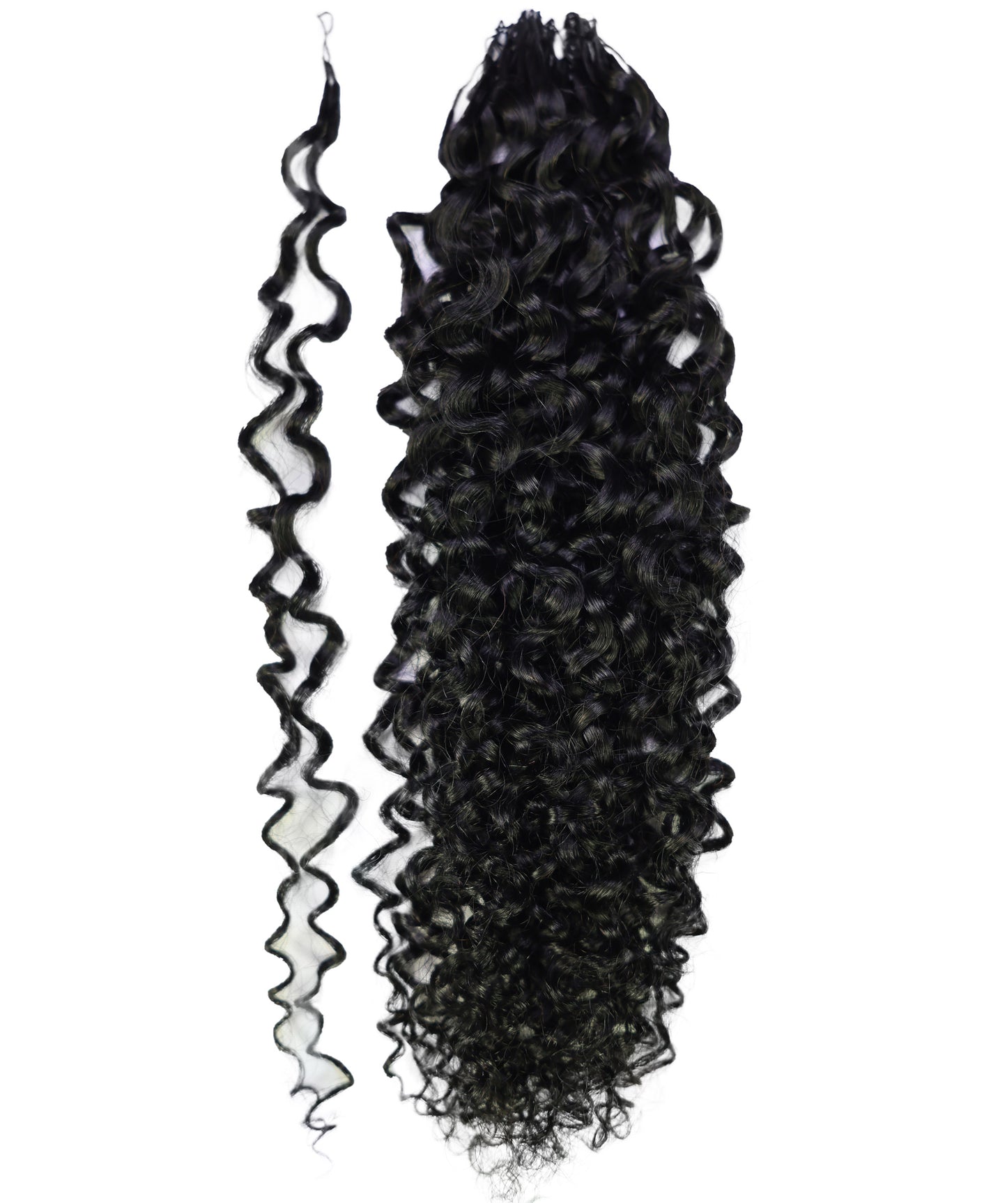 LUXLUXE Burmese Bohemian Real Human Crochet Curly Hair Extensions 40 Strands - Natural  & Natural Black 18 & 16 &14  Inch 50g Knotless Pre Separated Feather Line Lightweight Texture Curls Hairpiece for Women