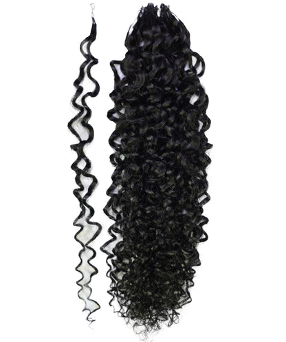 LUXLUXE Burmese Bohemian Real Human Crochet Curly Hair Extensions 40 Strands - Natural  & Natural Black 18 & 16 &14  Inch 50g Knotless Pre Separated Feather Line Lightweight Texture Curls Hairpiece for Women