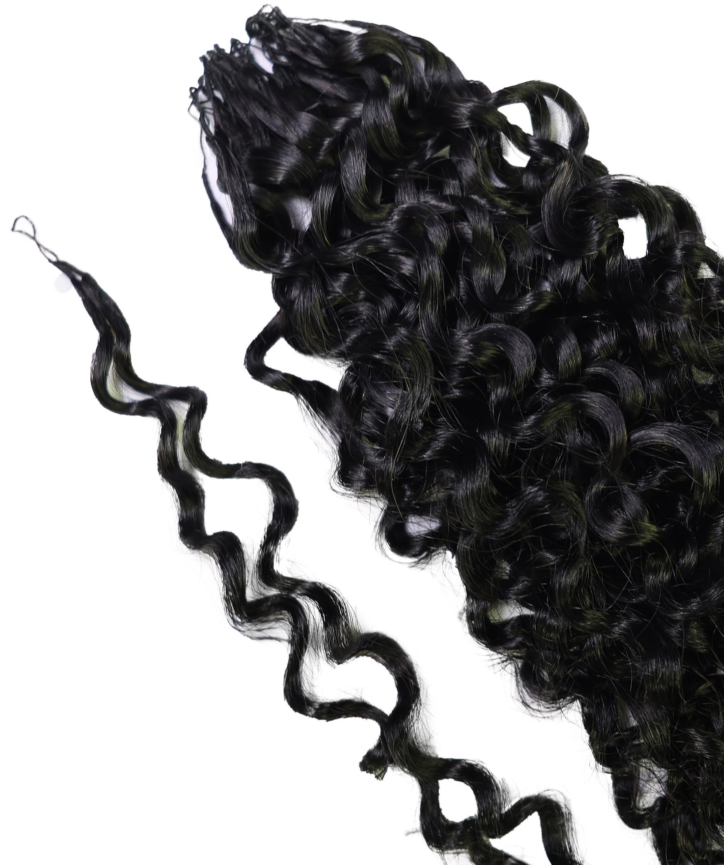 LUXLUXE Burmese Bohemian Real Human Crochet Curly Hair Extensions 40 Strands - Natural  & Natural Black 18 & 16 &14  Inch 50g Knotless Pre Separated Feather Line Lightweight Texture Curls Hairpiece for Women