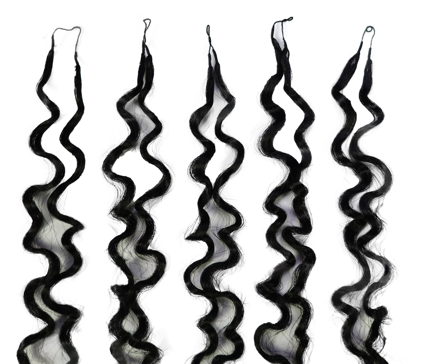 LUXLUXE Burmese Bohemian Real Human Crochet Curly Hair Extensions 40 Strands - Natural  & Natural Black 18 & 16 &14  Inch 50g Knotless Pre Separated Feather Line Lightweight Texture Curls Hairpiece for Women