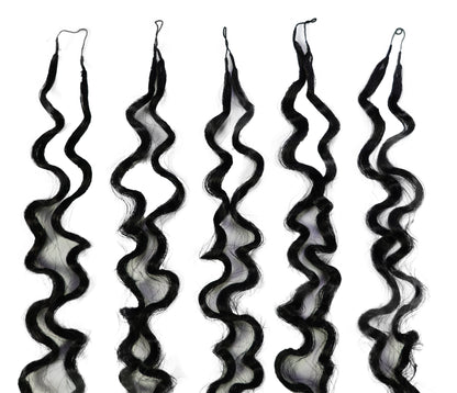 LUXLUXE Burmese Bohemian Real Human Crochet Curly Hair Extensions 40 Strands - Natural  & Natural Black 18 & 16 &14  Inch 50g Knotless Pre Separated Feather Line Lightweight Texture Curls Hairpiece for Women