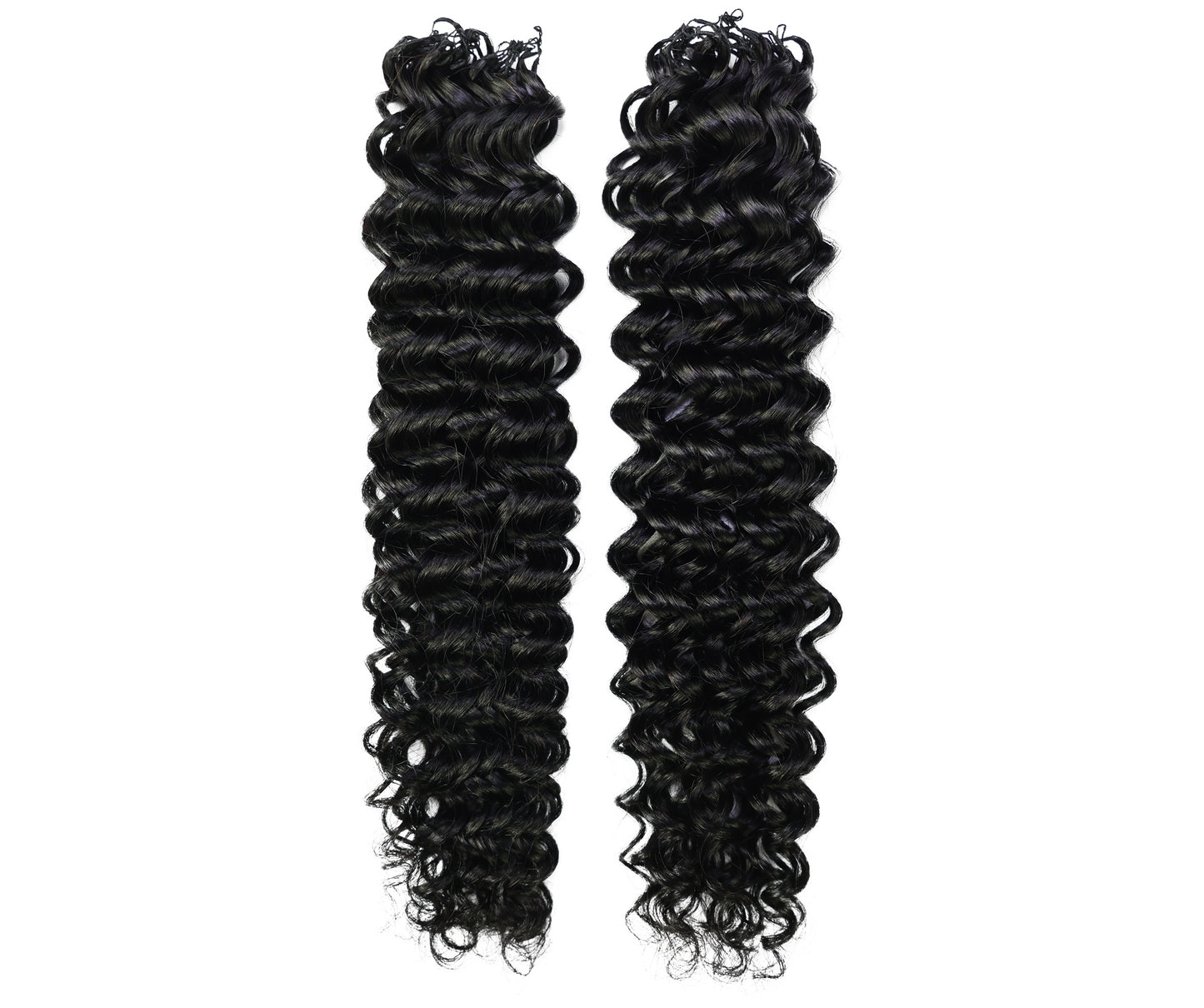 LUXLUXE Water Wave Braids Pre Looped Long Human Hair Extensions 40 Strands - Natural & Natural Black 14,16 & 18 Inch with weights 40g 45g & 50g Deep Curly Feather Braiding Hairpiece