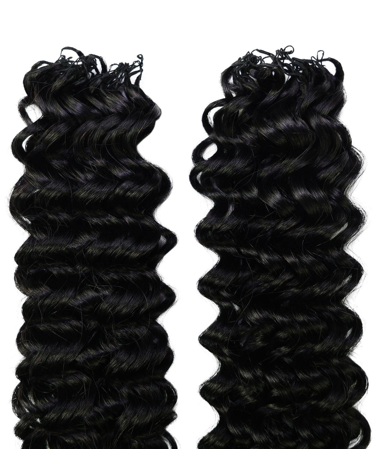 LUXLUXE Water Wave Braids Pre Looped Long Human Hair Extensions 40 Strands - Natural & Natural Black 14,16 & 18 Inch with weights 40g 45g & 50g Deep Curly Feather Braiding Hairpiece