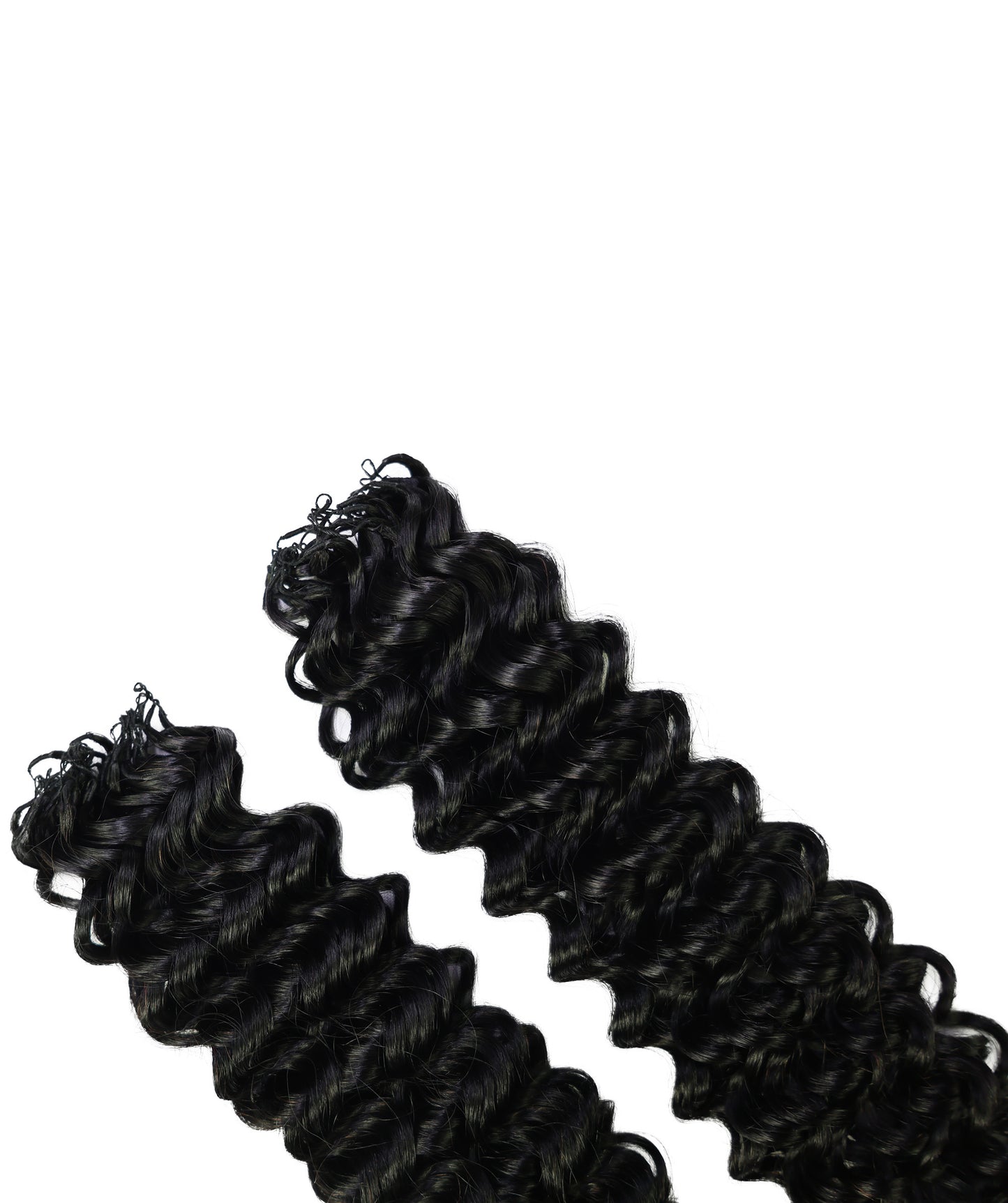 LUXLUXE Water Wave Braids Pre Looped Long Human Hair Extensions 40 Strands - Natural & Natural Black 14,16 & 18 Inch with weights 40g 45g & 50g Deep Curly Feather Braiding Hairpiece