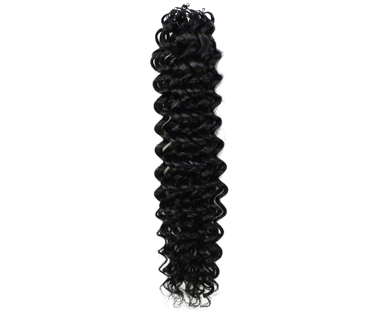 LUXLUXE Water Wave Braids Pre Looped Long Human Hair Extensions 40 Strands - Natural & Natural Black 14,16 & 18 Inch with weights 40g 45g & 50g Deep Curly Feather Braiding Hairpiece