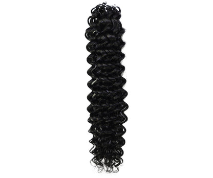 LUXLUXE Water Wave Braids Pre Looped Long Human Hair Extensions 40 Strands - Natural & Natural Black 14,16 & 18 Inch with weights 40g 45g & 50g Deep Curly Feather Braiding Hairpiece
