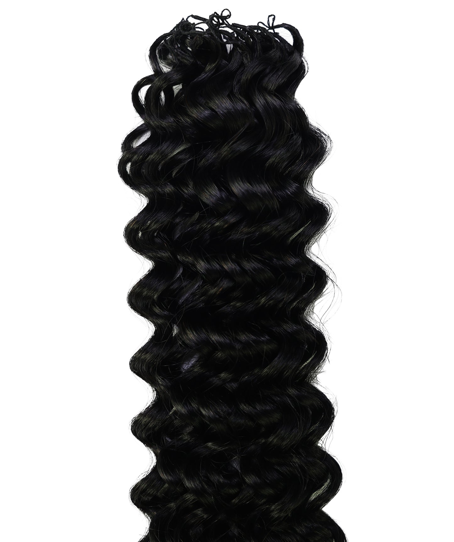 LUXLUXE Water Wave Braids Pre Looped Long Human Hair Extensions 40 Strands - Natural & Natural Black 14,16 & 18 Inch with weights 40g 45g & 50g Deep Curly Feather Braiding Hairpiece