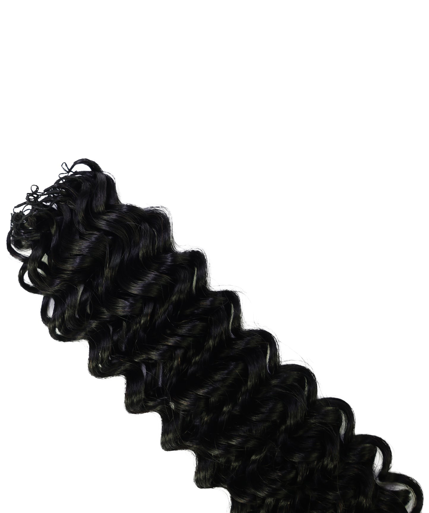 LUXLUXE Water Wave Braids Pre Looped Long Human Hair Extensions 40 Strands - Natural & Natural Black 14,16 & 18 Inch with weights 40g 45g & 50g Deep Curly Feather Braiding Hairpiece