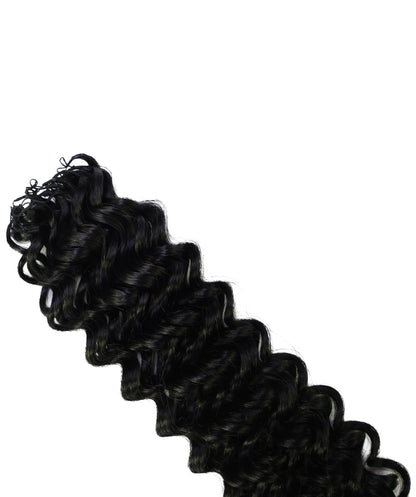 LUXLUXE Water Wave Braids Pre Looped Long Human Hair Extensions 40 Strands - Natural & Natural Black 14,16 & 18 Inch with weights 40g 45g & 50g Deep Curly Feather Braiding Hairpiece