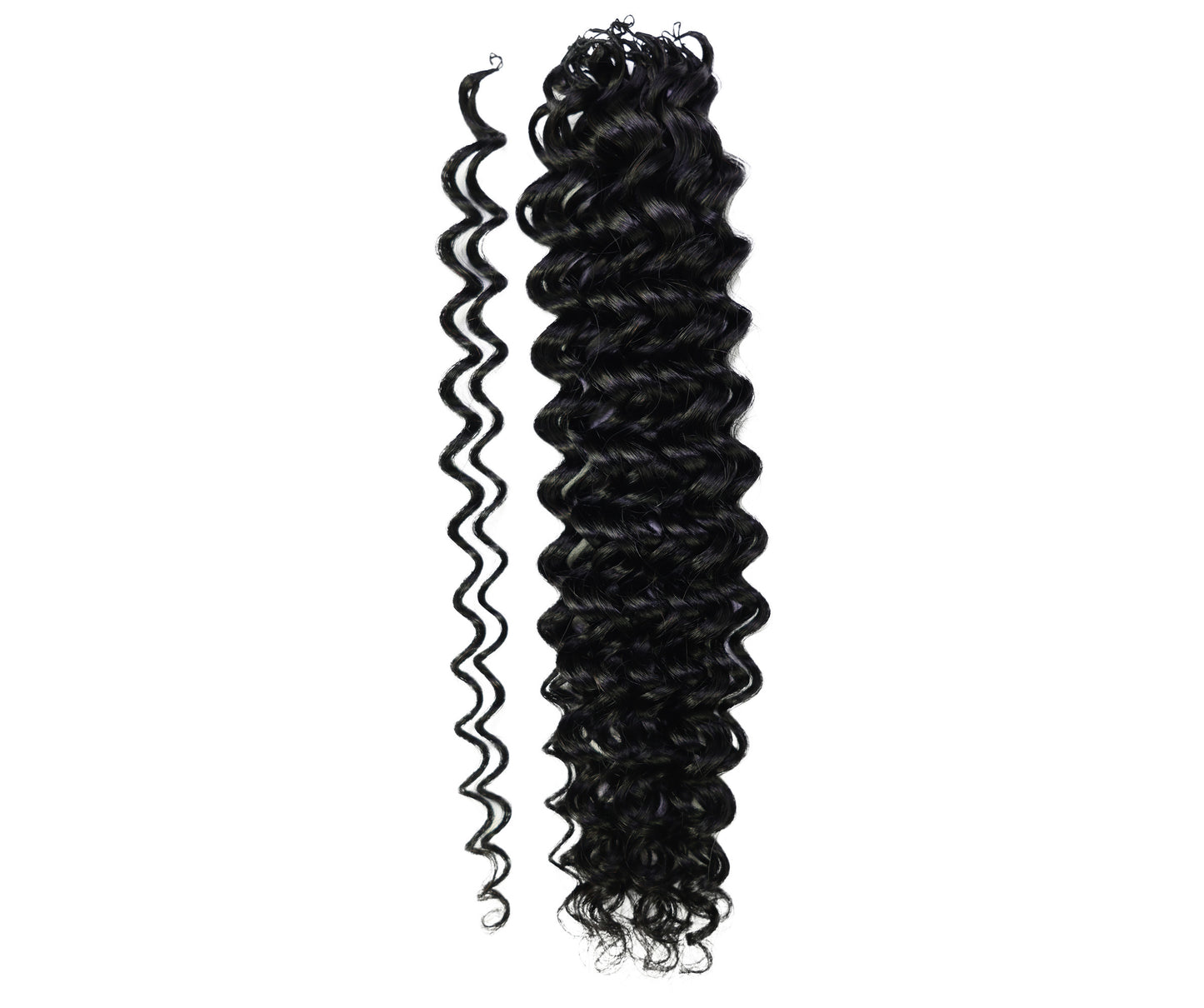 LUXLUXE Water Wave Braids Pre Looped Long Human Hair Extensions 40 Strands - Natural & Natural Black 14,16 & 18 Inch with weights 40g 45g & 50g Deep Curly Feather Braiding Hairpiece