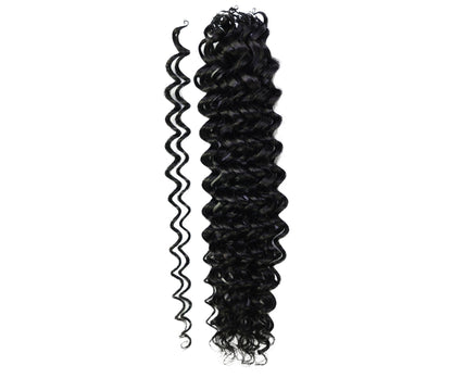 LUXLUXE Water Wave Braids Pre Looped Long Human Hair Extensions 40 Strands - Natural & Natural Black 14,16 & 18 Inch with weights 40g 45g & 50g Deep Curly Feather Braiding Hairpiece