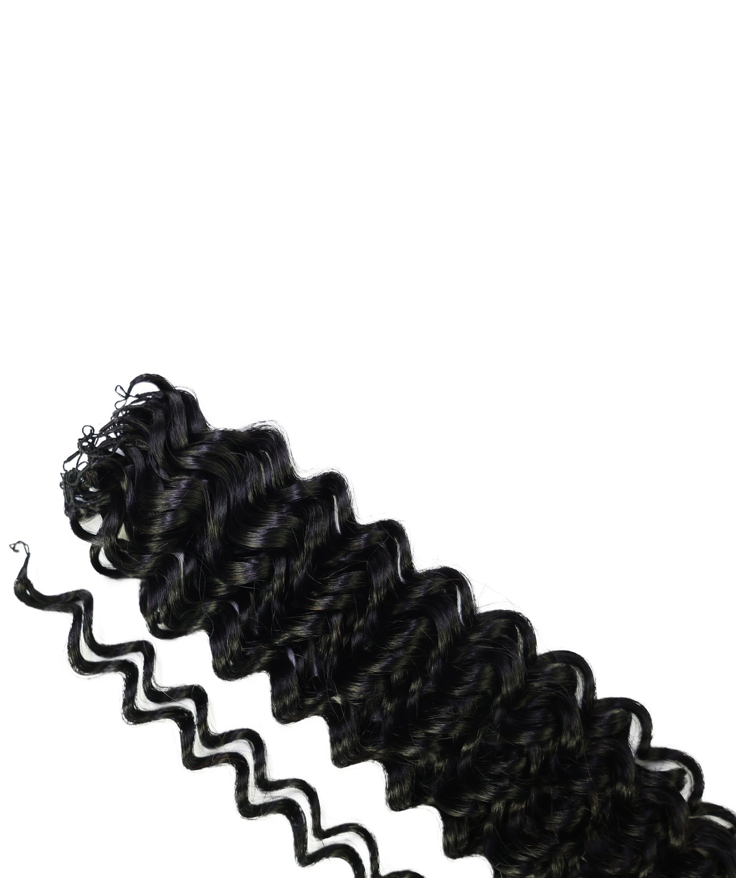 LUXLUXE Water Wave Braids Pre Looped Long Human Hair Extensions 40 Strands - Natural & Natural Black 14,16 & 18 Inch with weights 40g 45g & 50g Deep Curly Feather Braiding Hairpiece