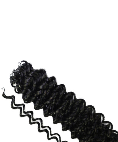 LUXLUXE Water Wave Braids Pre Looped Long Human Hair Extensions 40 Strands - Natural & Natural Black 14,16 & 18 Inch with weights 40g 45g & 50g Deep Curly Feather Braiding Hairpiece