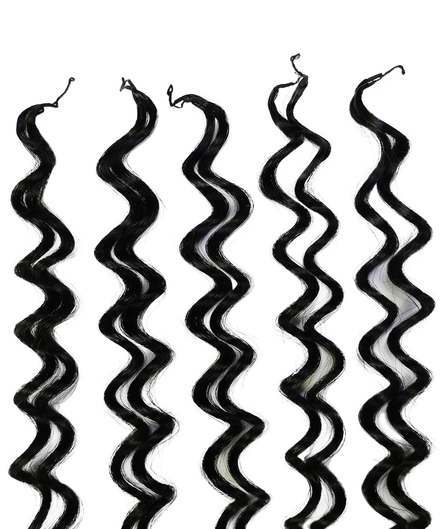 LUXLUXE Water Wave Braids Pre Looped Long Human Hair Extensions 40 Strands - Natural & Natural Black 14,16 & 18 Inch with weights 40g 45g & 50g Deep Curly Feather Braiding Hairpiece