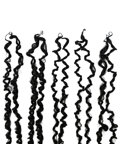 LUXLUXE Knotless Micro Yanky Curly Pre Looped Crochet Human Hair Extensions - Natural Black 14" 40g 16" 45g & 18" 50g Pre Separated 40 Strands Feather Protective Style