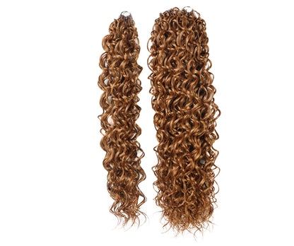 LUXLUXE Hawaiian Synthetic Crochet Hair Extensions – 14" 78g, 18" 100g, 22" 120g  Pre Separated 100 Strands Feather Hairpiece for Curly Protective Styles