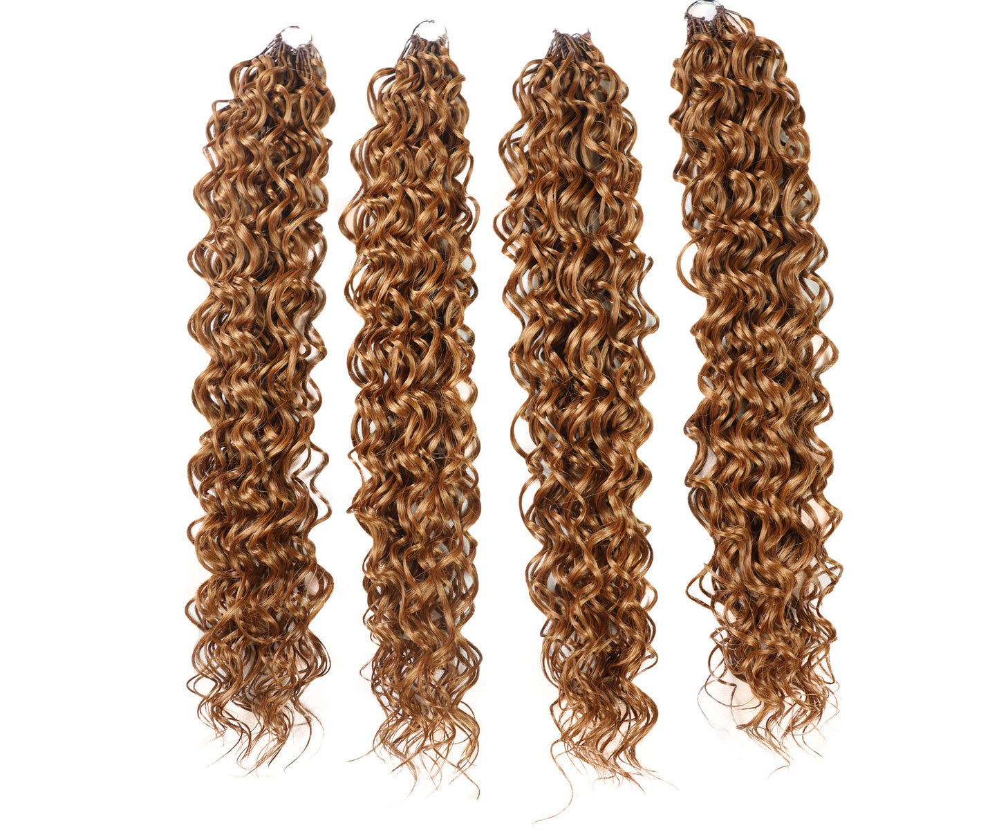 LUXLUXE Hawaiian Synthetic Crochet Hair Extensions – 14" 78g, 18" 100g, 22" 120g  Pre Separated 100 Strands Feather Hairpiece for Curly Protective Styles