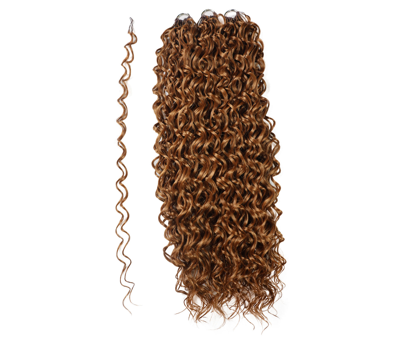 LUXLUXE Hawaiian Synthetic Crochet Hair Extensions – 14" 78g, 18" 100g, 22" 120g  Pre Separated 100 Strands Feather Hairpiece for Curly Protective Styles